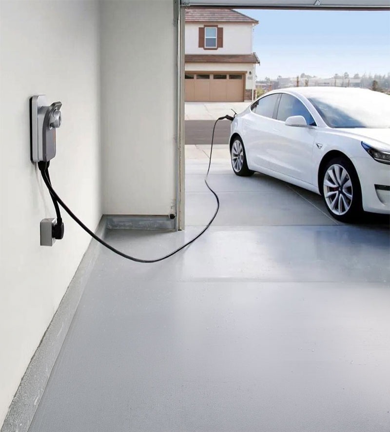 Electrician installing a home EV charger